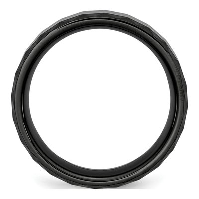 Ceramic 8mm Black Ceramic Faceted Wedding Band – view 4