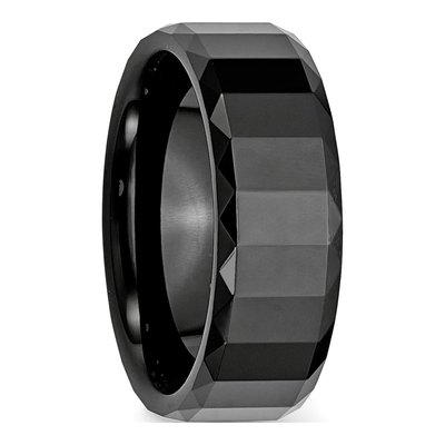 Ceramic 8mm Black Ceramic Faceted Wedding Band – view 6
