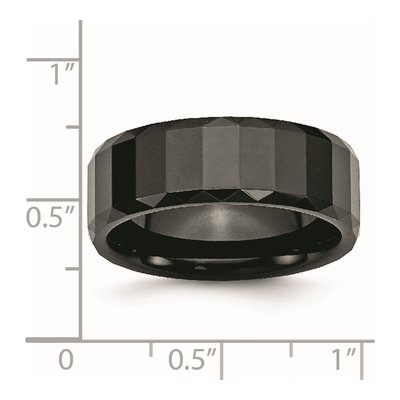 Ceramic 8mm Black Ceramic Faceted Wedding Band – view 8
