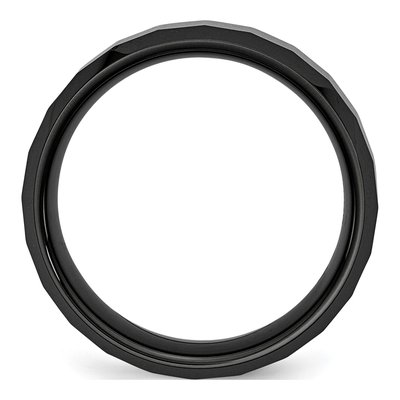 Ceramic 8mm Black Ceramic Faceted Beveled Wedding Band – view 4