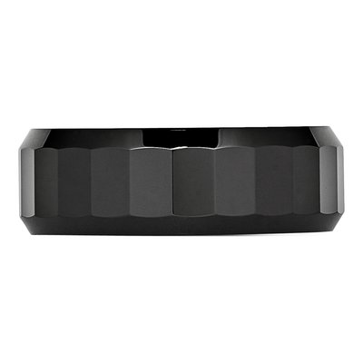 Ceramic 8mm Black Ceramic Faceted Beveled Wedding Band – view 5