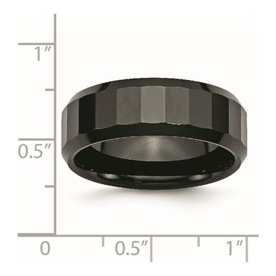 Ceramic 8mm Black Ceramic Faceted Beveled Wedding Band – view 8