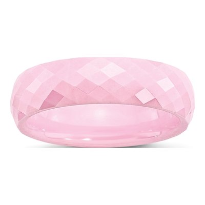 Ceramic 6mm Pink Ceramic Faceted Wedding Band