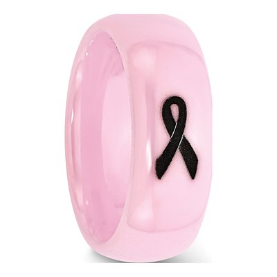 Ceramic 8mm Pink Black Ceramic Laser Wedding Band – view 5