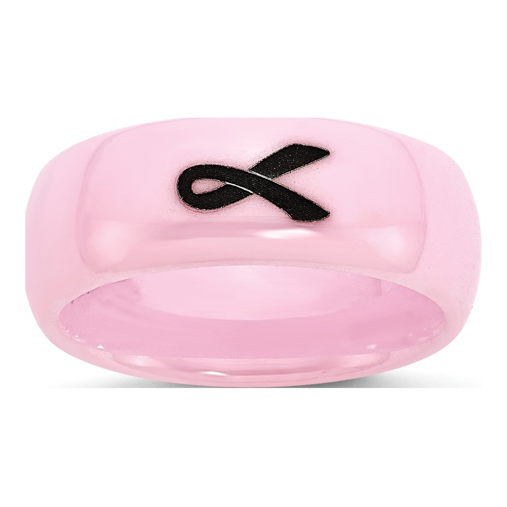 Ceramic 8mm Pink Black Ceramic Laser Wedding Band