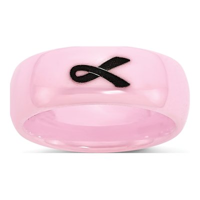 Ceramic 8mm Pink Black Ceramic Laser Wedding Band