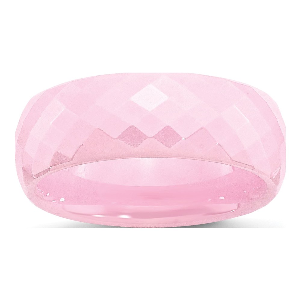 Ceramic 7mm Pink Ceramic Faceted Wedding Band