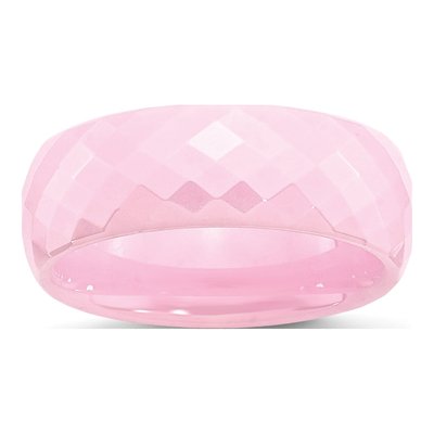 Ceramic 7mm Pink Ceramic Faceted Wedding Band