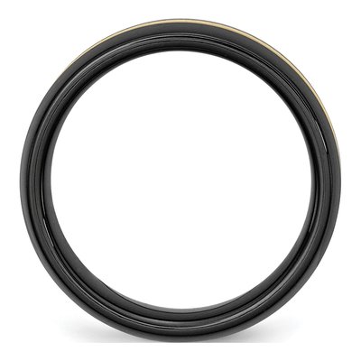 Ceramic & 14K Gold 8mm Black Ceramic Wedding Band – view 4