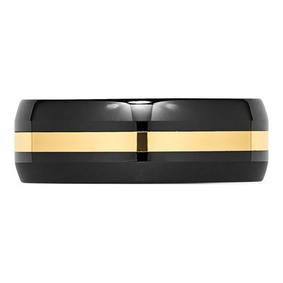 Ceramic & 14K Gold 8mm Black Ceramic Wedding Band – view 5