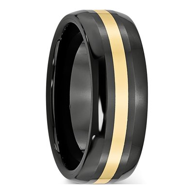 Ceramic & 14K Gold 8mm Black Ceramic Wedding Band – view 6