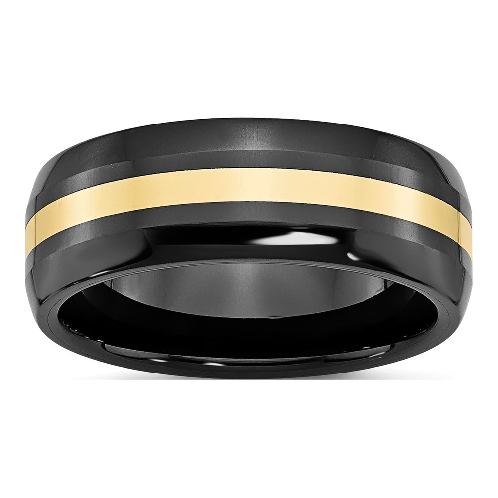 Ceramic & 14K Gold 8mm Black Ceramic Wedding Band