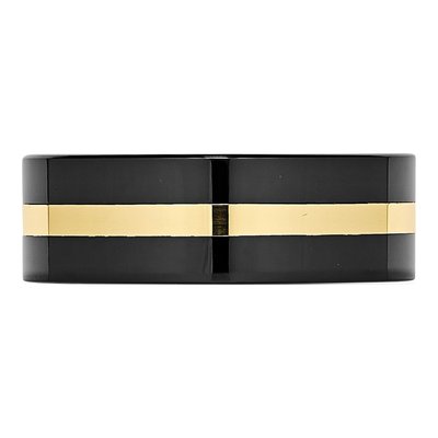 Ceramic & 14K Gold 8mm Black Ceramic Wedding Band – view 5