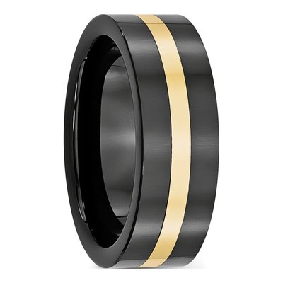 Ceramic & 14K Gold 8mm Black Ceramic Wedding Band – view 6