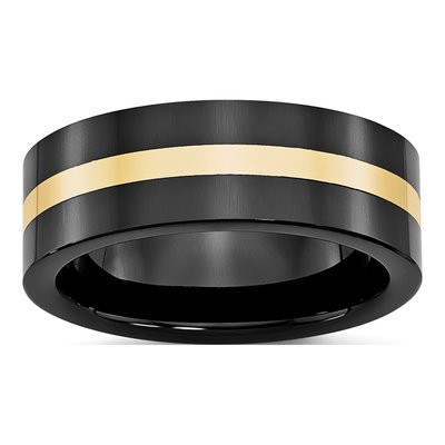 Ceramic & 14K Gold 8mm Black Ceramic Wedding Band