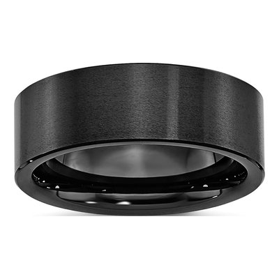 Ceramic 8mm Black Ceramic Flat Comfort-Fit Wedding Band