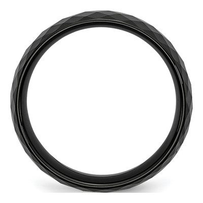 Ceramic 7.5mm Black Ceramic Faceted Comfort-Fit Wedding Band – view 4