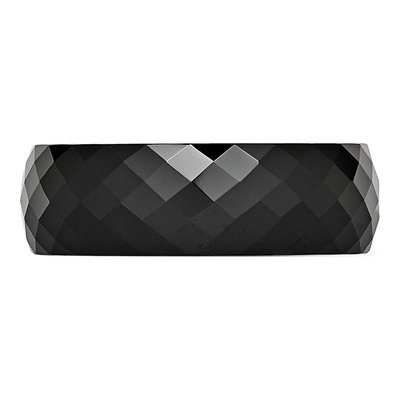 Ceramic 7.5mm Black Ceramic Faceted Comfort-Fit Wedding Band – view 5