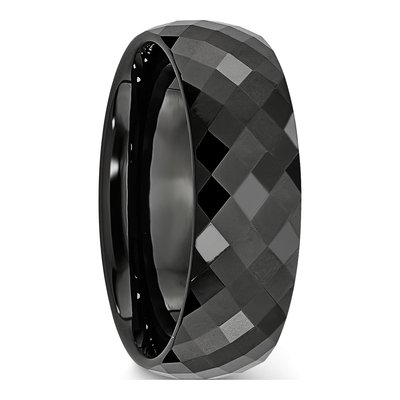 Ceramic 7.5mm Black Ceramic Faceted Comfort-Fit Wedding Band – view 6