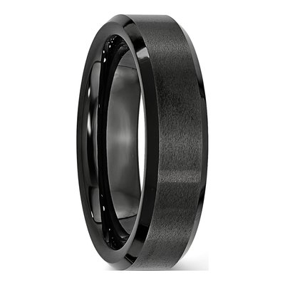 Ceramic 6mm Black Ceramic Beveled Edge Comfort-Fit Wedding Band – view 6