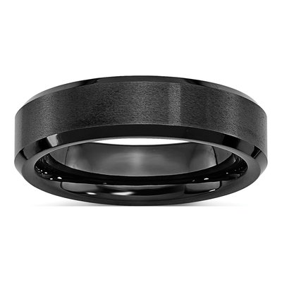 Ceramic 6mm Black Ceramic Beveled Edge Comfort-Fit Wedding Band