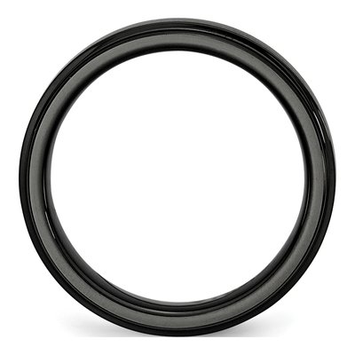 Ceramic 6mm Black Ceramic Ridged Edge Wedding Band – view 4