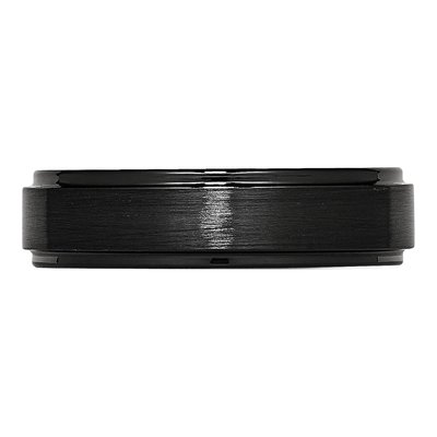 Ceramic 6mm Black Ceramic Ridged Edge Wedding Band – view 5