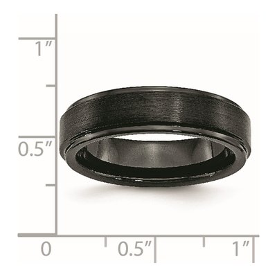Ceramic 6mm Black Ceramic Ridged Edge Wedding Band – view 8