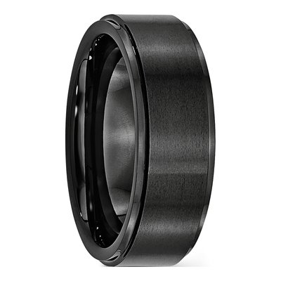 Ceramic 8mm Black Ceramic Ridged Comfort-Fit Wedding Band – view 6