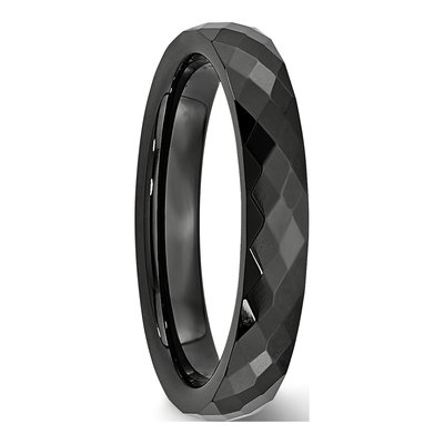 Ceramic 4mm Black Ceramic Faceted Wedding Band – view 6
