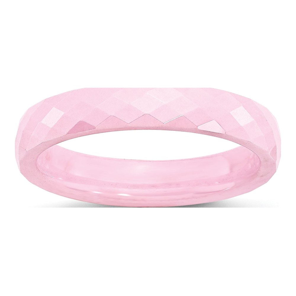 Ceramic 4mm Pink Ceramic Faceted Wedding Band