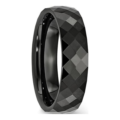 Ceramic 6mm Black Ceramic Faceted Wedding Band – view 6
