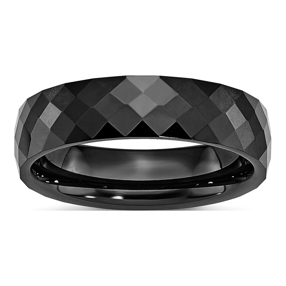 Ceramic 6mm Black Ceramic Faceted Wedding Band
