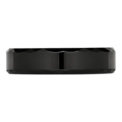 Ceramic 6mm Black Ceramic Faceted Wedding Band – view 5