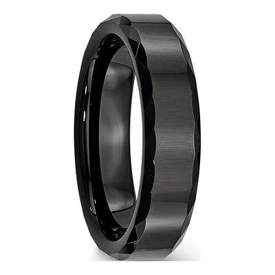 Ceramic 6mm Black Ceramic Faceted Wedding Band – view 6