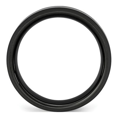 Ceramic 8mm Black Ceramic Beveled Edge Comfort-Fit Wedding Band – view 2