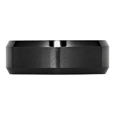 Ceramic 8mm Black Ceramic Beveled Edge Comfort-Fit Wedding Band – view 3