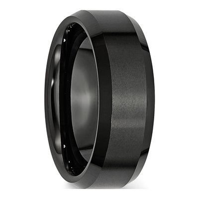 Ceramic 8mm Black Ceramic Beveled Edge Comfort-Fit Wedding Band – view 4