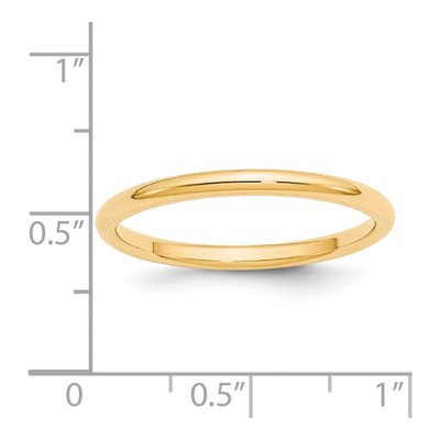 14K Yellow Gold 2mm Domed Comfort-Fit Wedding Band – view 6