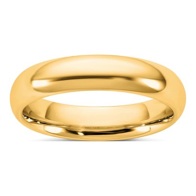 14K Yellow Gold 4.5mm Domed Comfort-Fit Wedding Band