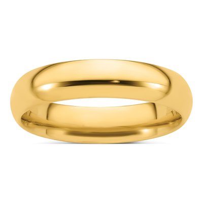 14K Yellow Gold 5mm Domed Comfort-Fit Wedding Band