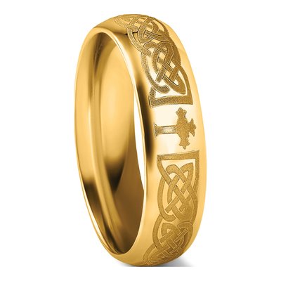 14K Yellow Gold 6mm Domed Comfort-Fit Wedding Band – view 8