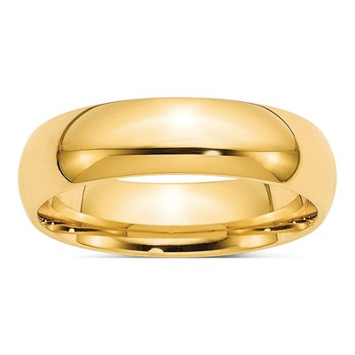 14K Yellow Gold 6mm Domed Comfort-Fit Wedding Band