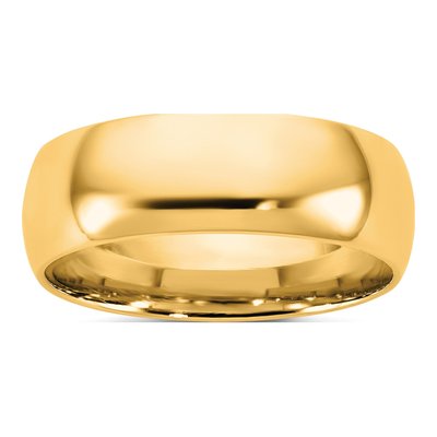 14K Yellow Gold 6.5mm Domed Comfort-Fit Wedding Band