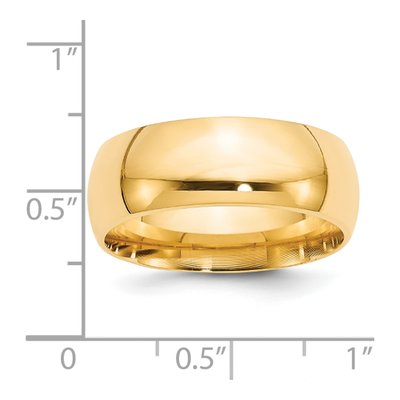 14K Yellow Gold 8mm Domed Comfort-Fit Wedding Band – view 5