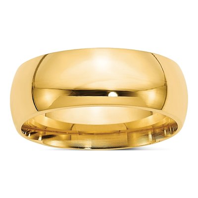 14K Yellow Gold 8mm Domed Comfort-Fit Wedding Band