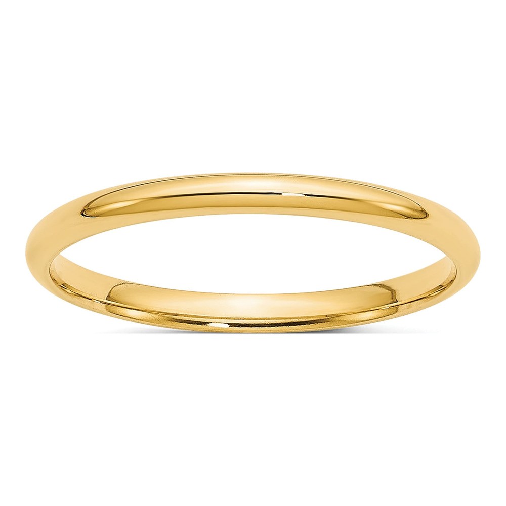 14K Yellow Gold 2mm Domed Comfort-Fit Wedding Band