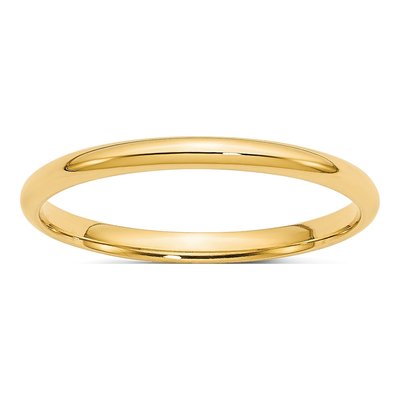 14K Yellow Gold 2mm Domed Comfort-Fit Wedding Band