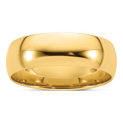 14K Yellow Gold 7mm Domed Comfort-Fit Wedding Band