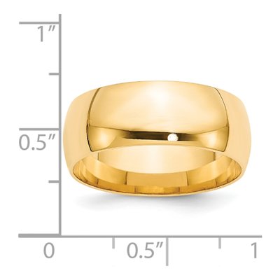 14K Yellow Gold 8mm Domed Sz Comfort-Fit Wedding Band – view 4